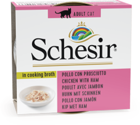 Schesir For Cat Et Suyu İçerisinde Tavuk Filetolu ve Jambonlu Kedi Maması 70g