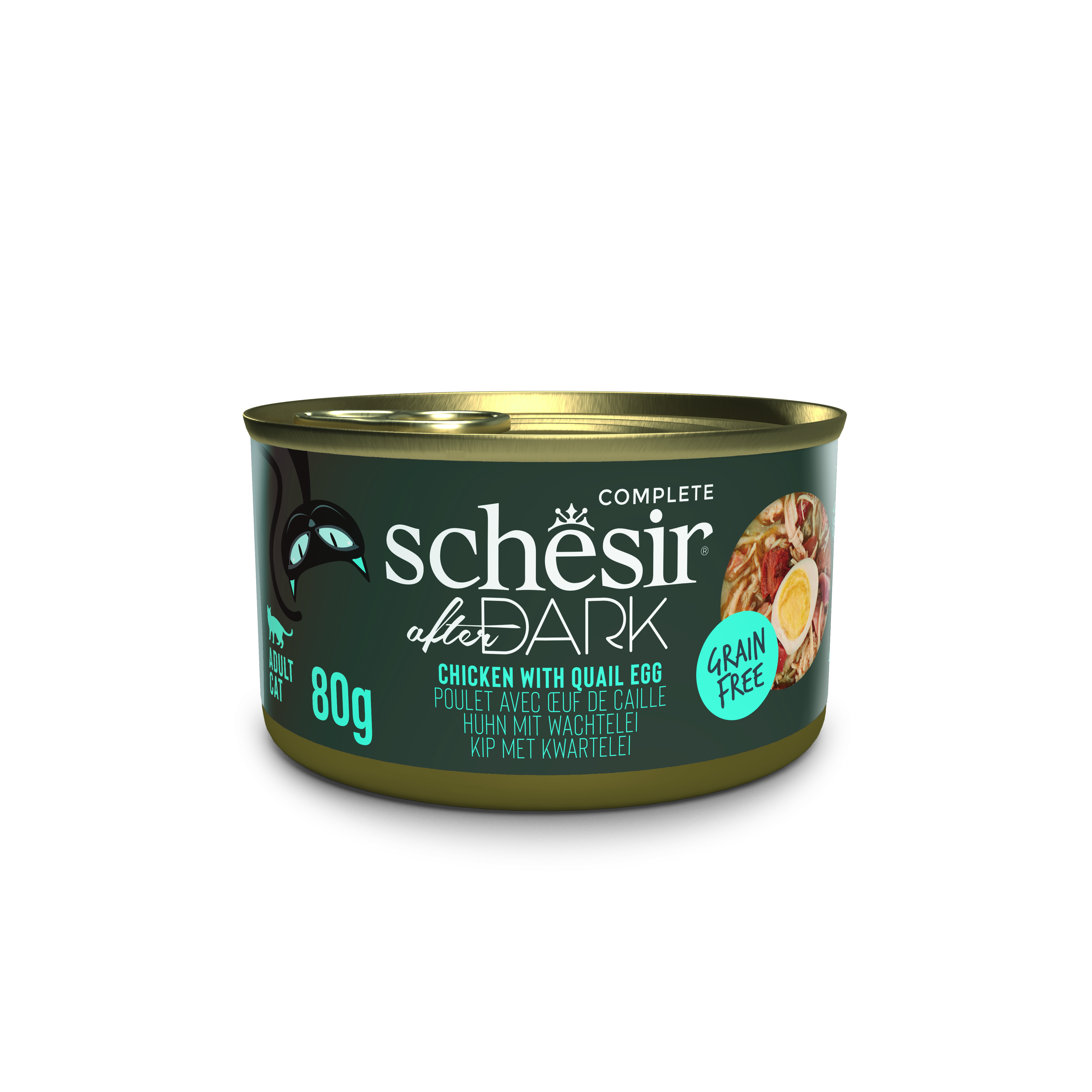 Schesir After Dark Tavuk ile Bıldırcın Yumurtası Et Suyunda Konserve 80g