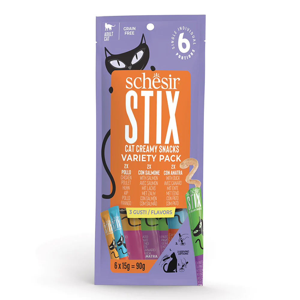 Schesir Stix 2 X Tavuk / 2 X Somonlu / 2 X Ördekli Çeşit Paketi 6 x 15g