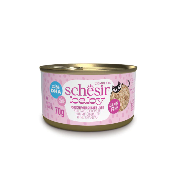 Schesir Baby Tavuk ile Tavuk Karaciğeri Et Suyunda Konserve 70g