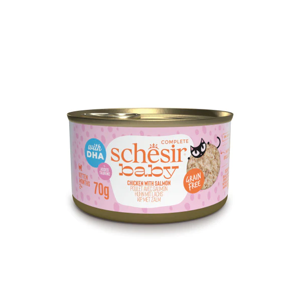 Schesir Baby Tavuk ile Somon Et Suyunda Konserve 70g