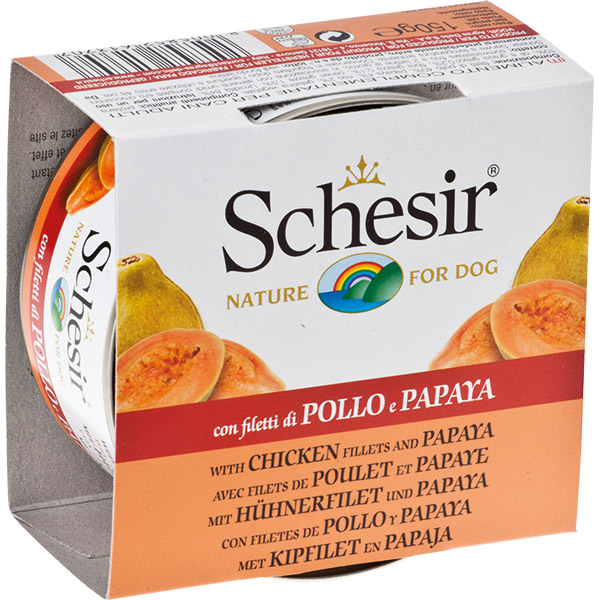 Schesir Dog Tavuk Filetolu ve Papayalı Köpek Maması 150g