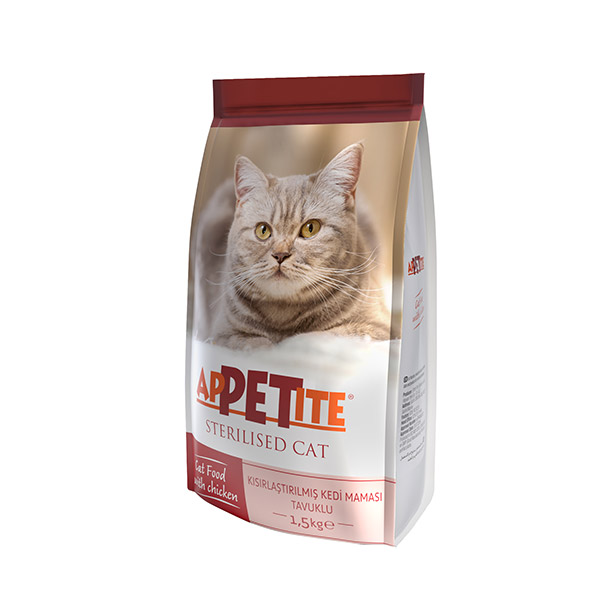 APPETITE STERILISED ADULT CAT CHICKEN FORMULA 1,5KG / Tavuk Etli Kısırlaştırılmış Yetişkin Kedi Mamaları