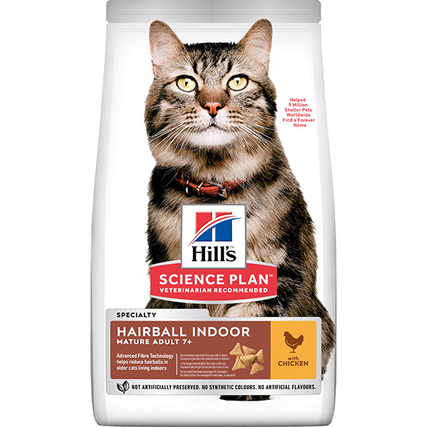HILL'S SCIENCE PLAN Hairball Indoor Mature Adult 7+ Cat Food with Chicken